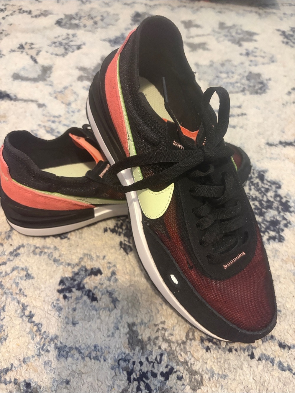 Nike Women Black, Red & Neon Green Running Sneakers